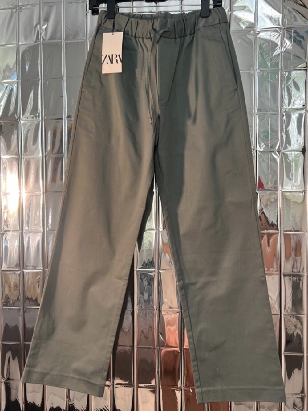 Zara Men's Blue Gray Heavy Cotton Drawstring Trousers Size Small / 30